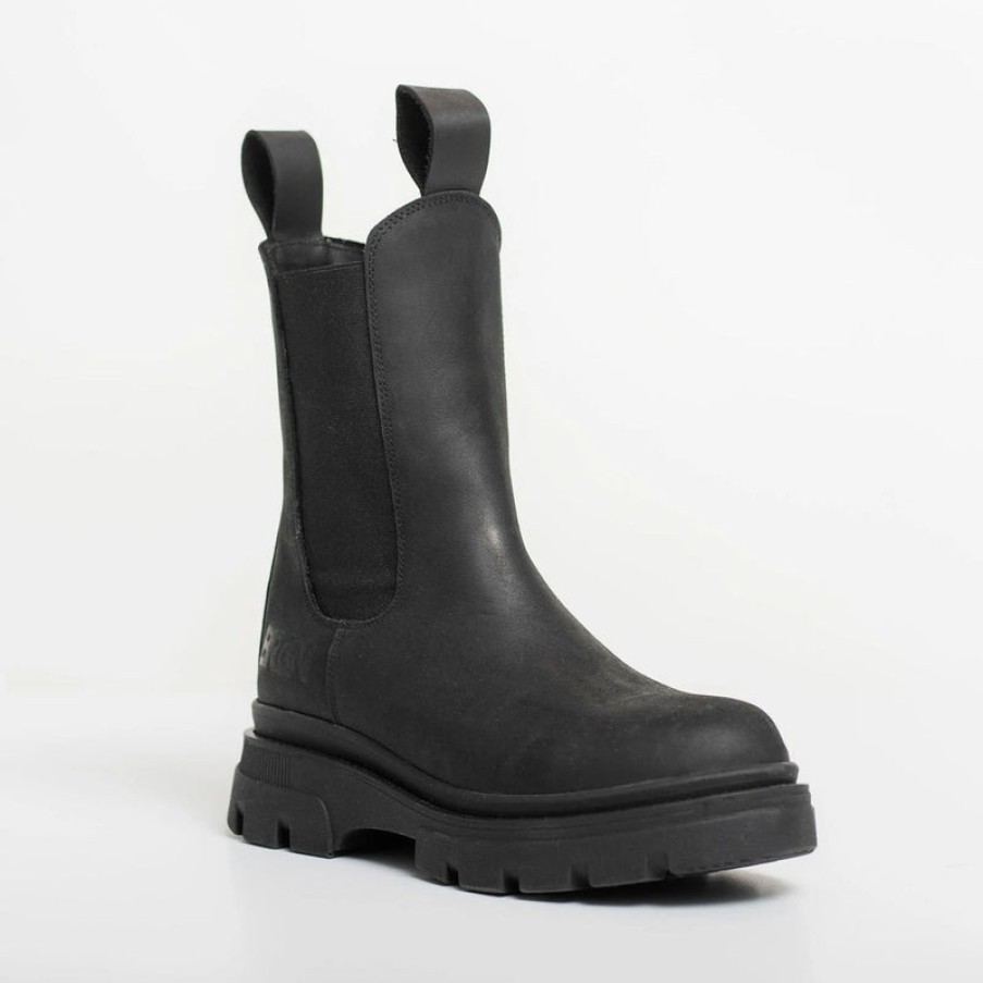 BRGN Leather Chelsea Boots In New Black | Collen & Clare Clearance