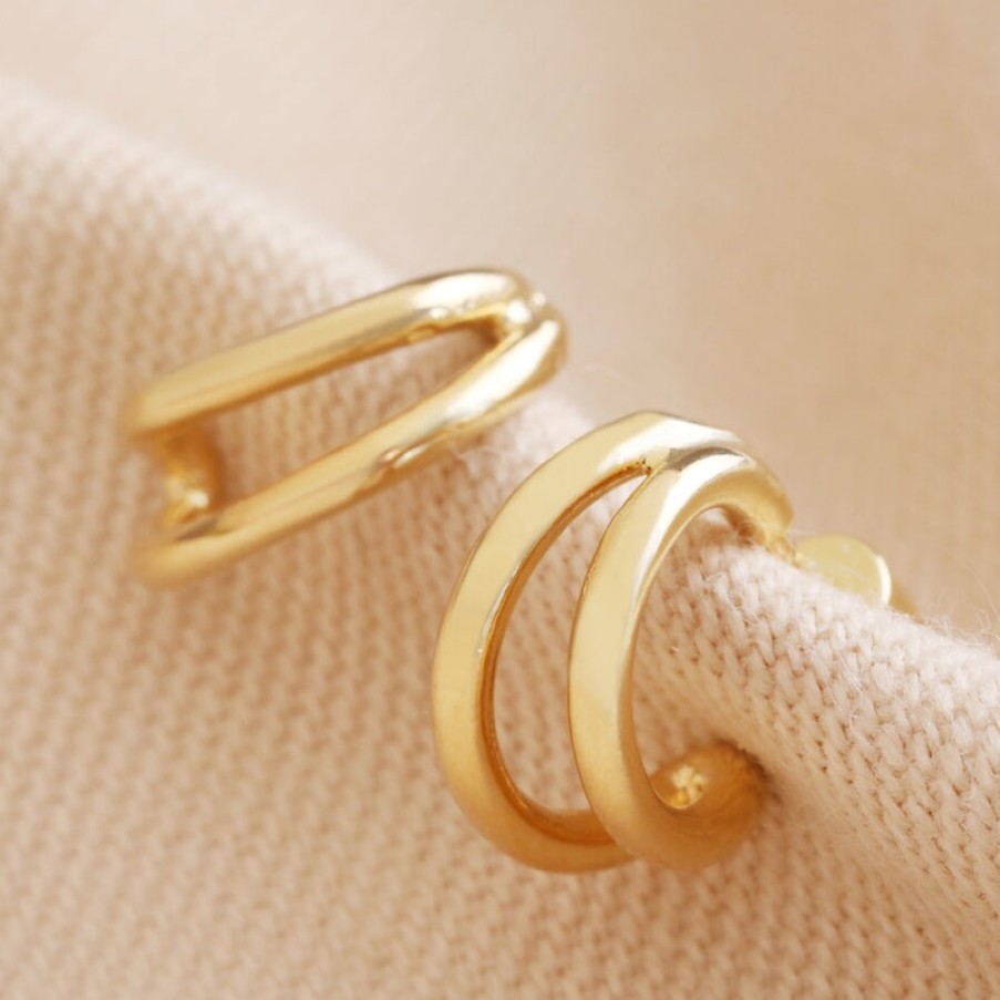 LISA ANGEL Double Illusion Huggie Hoop Earrings In Gold Wholesale