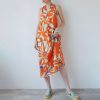 DR BLOOM Melon Waters Flower Dress In Orange/Blue Wholesale