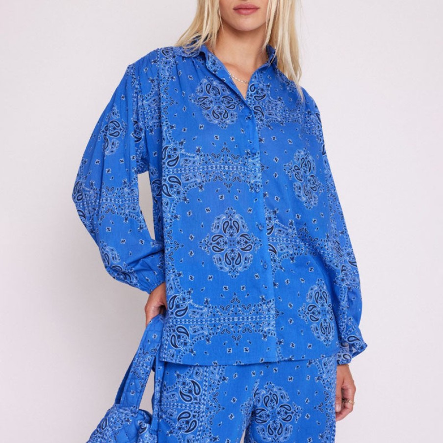 BERENICE Berenice Canila Comfort Shirt In Blue Bandana Print Clearance