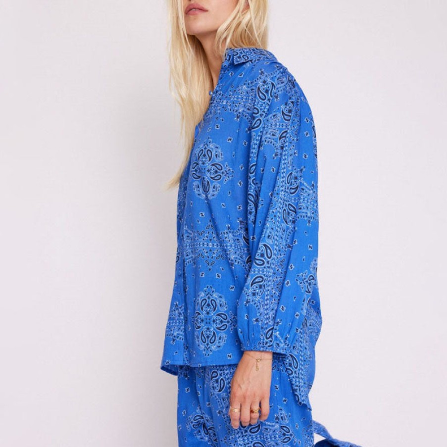 BERENICE Berenice Canila Comfort Shirt In Blue Bandana Print Clearance