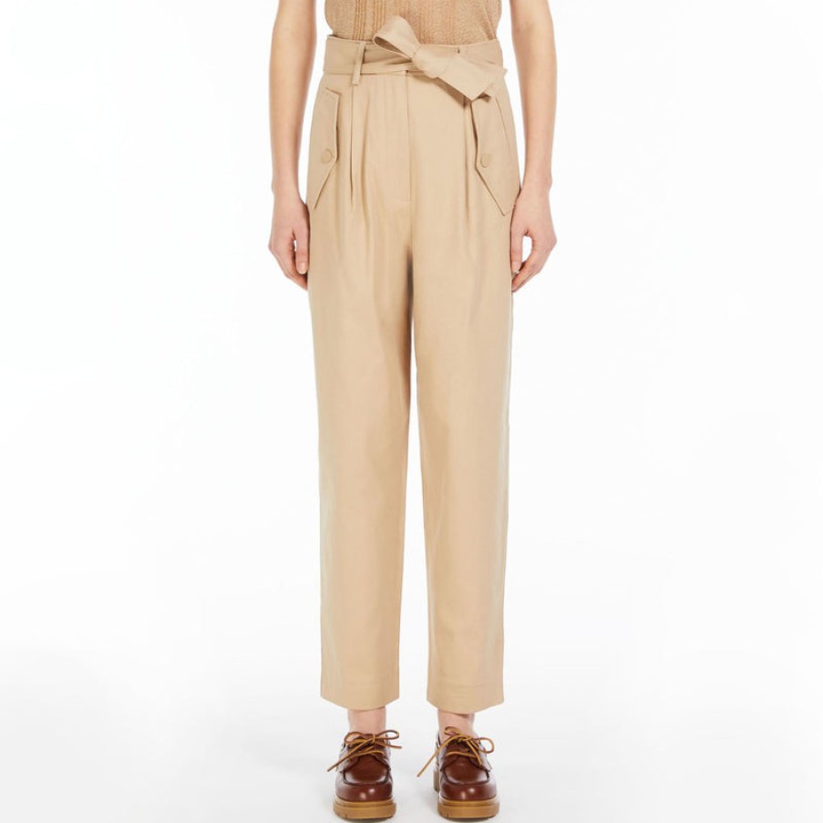 WEEKEND MAXMARA Occhio Cotton Trousers In Sand Online