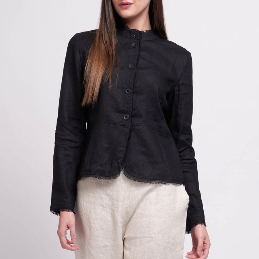 FOIL Dont Be A-Frayed Linen Jacket In Black New