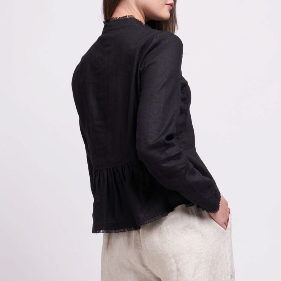 FOIL Dont Be A-Frayed Linen Jacket In Black New