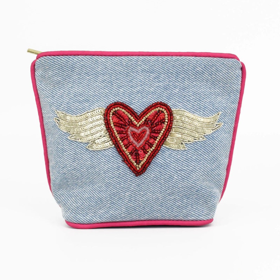 MY DORIS Small Heart Purse In Denim Clearance