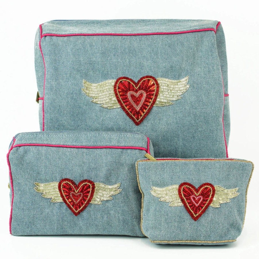 MY DORIS Small Heart Purse In Denim Clearance