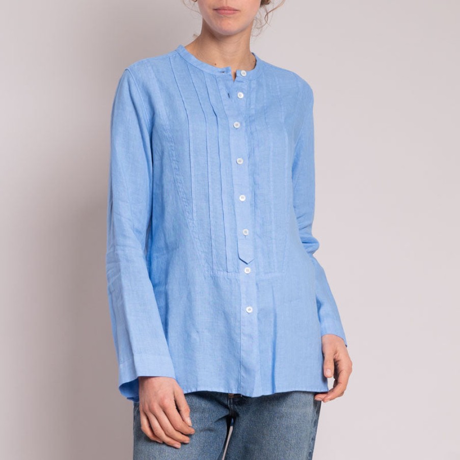 ROSSO35 Garment Dyed Pleated Shirt In Light Blue Best