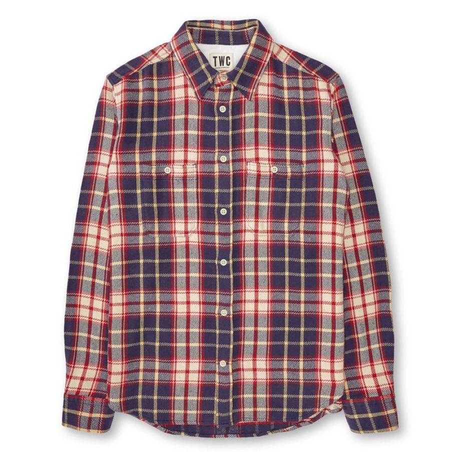 THE WORKERS CLUB Woven Check Shirt In Red/Blue Best