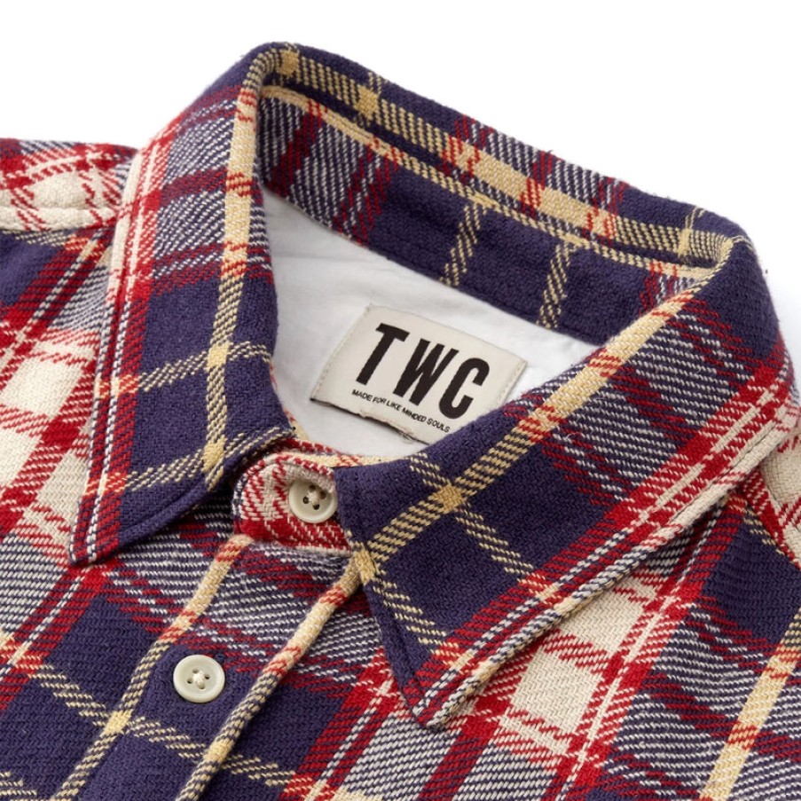 THE WORKERS CLUB Woven Check Shirt In Red/Blue Best