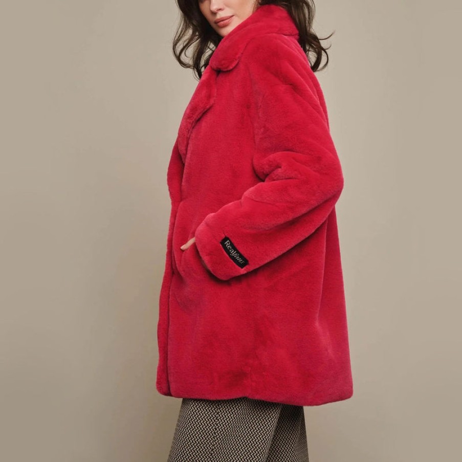 RINO & PELLE Jeanette Faux Fur Coat In Barberry | Collen & Clare Clearance