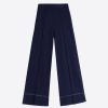 VILAGALLO Beatriz Wide Leg Cotton Trousers In Navy Wholesale