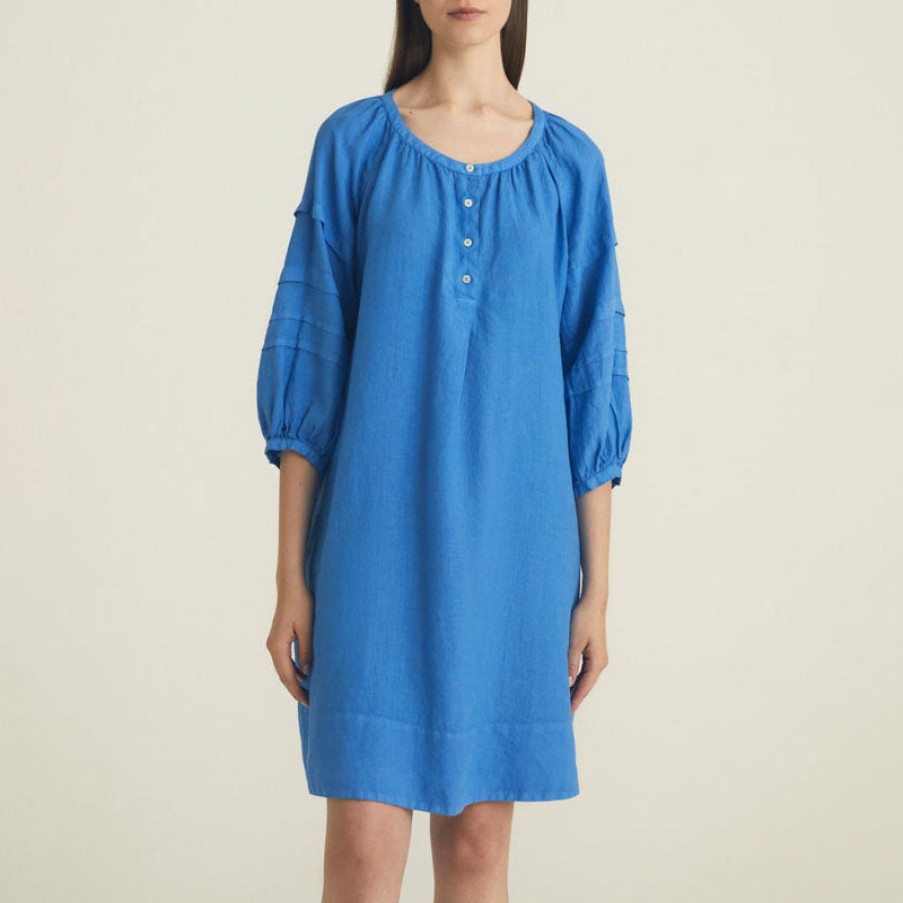 ROSSO35 Pleated Oversized Dress In Light Blue Hot