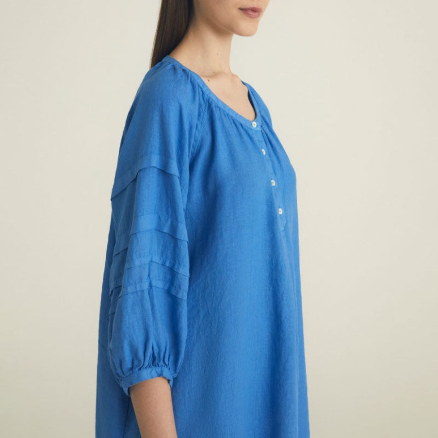 ROSSO35 Pleated Oversized Dress In Light Blue Hot