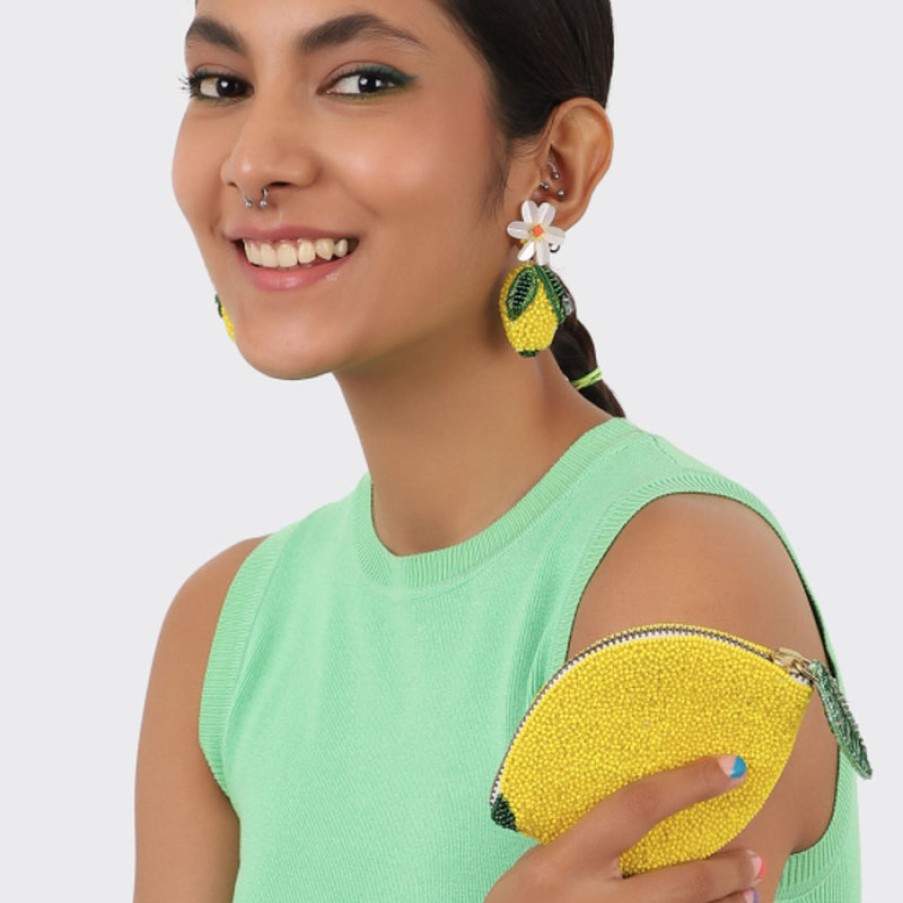 OLIVIA DAR Lemon Coin Purse In Yellow | Collen & Clare Clearance