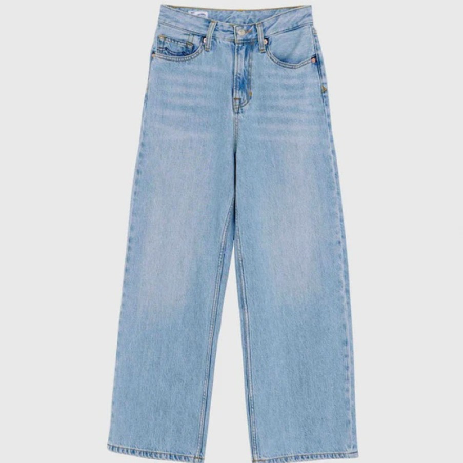 KINGS OF INDIGO Elisabeth Cropped Wide Leg Jeans In Blue Reef Super Light Used Best