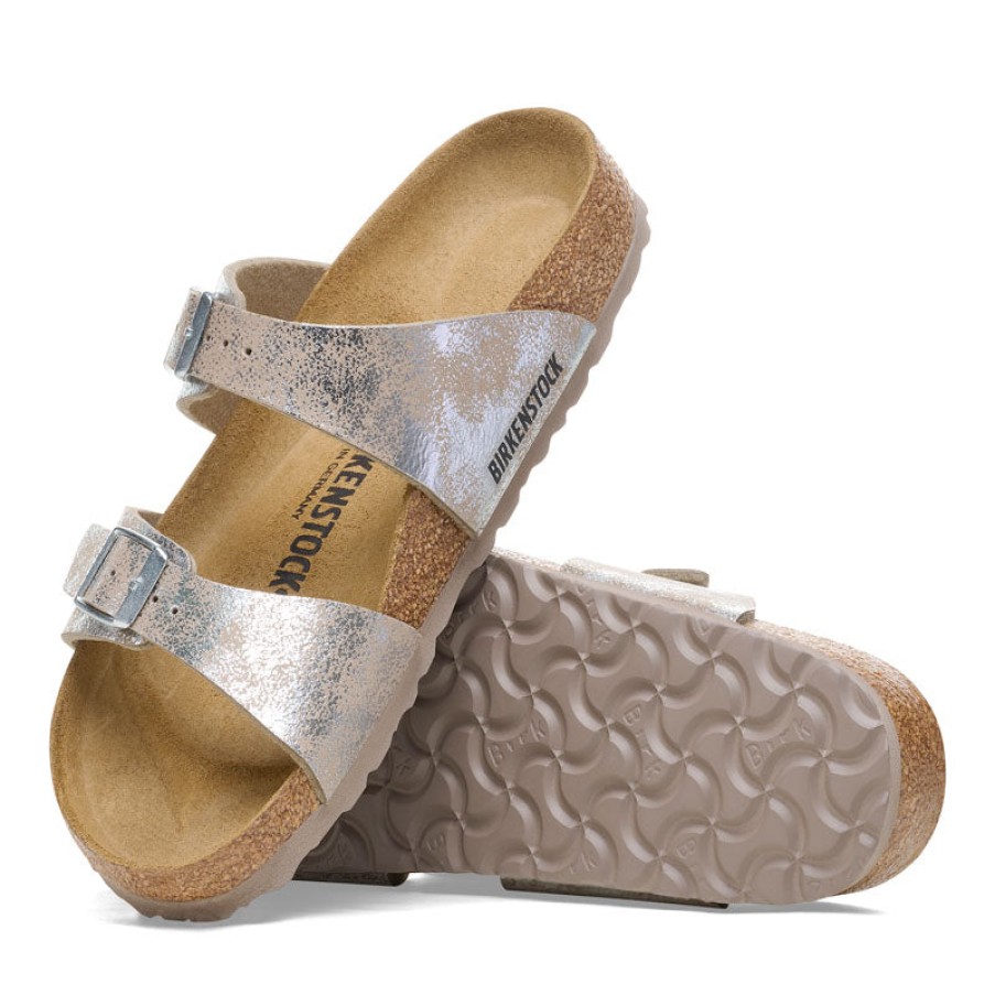 BIRKENSTOCK Sydney Synthetics Sandals In Silver Clearance