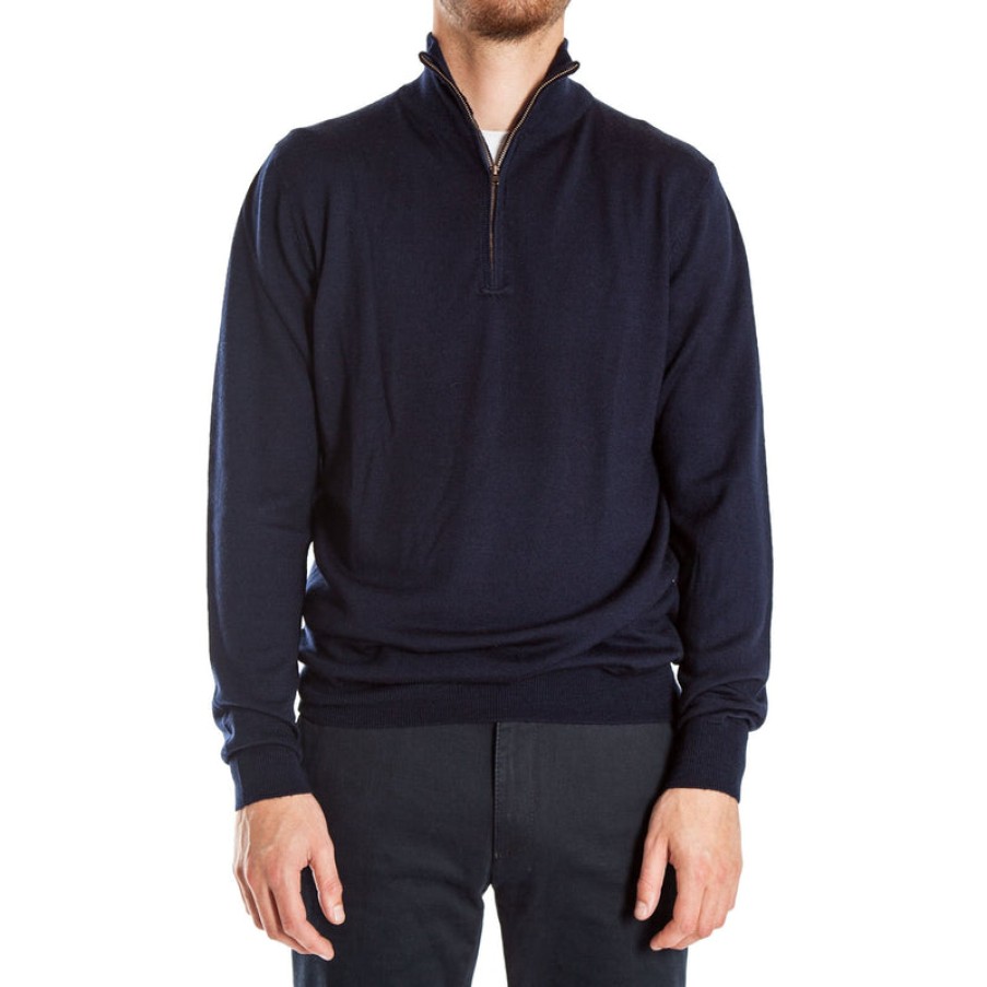 COLLEN & CLARE Miles Half Zip Merino Knit In Navy Marl | Collen & Clare Wholesale