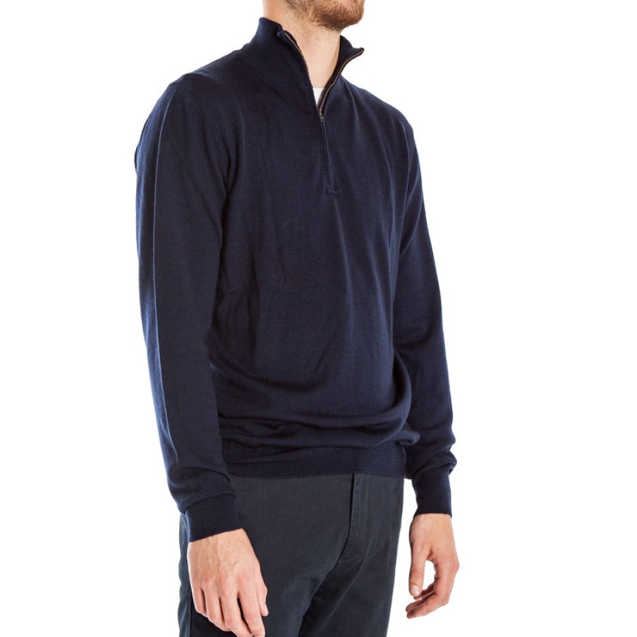 COLLEN & CLARE Miles Half Zip Merino Knit In Navy Marl | Collen & Clare Wholesale