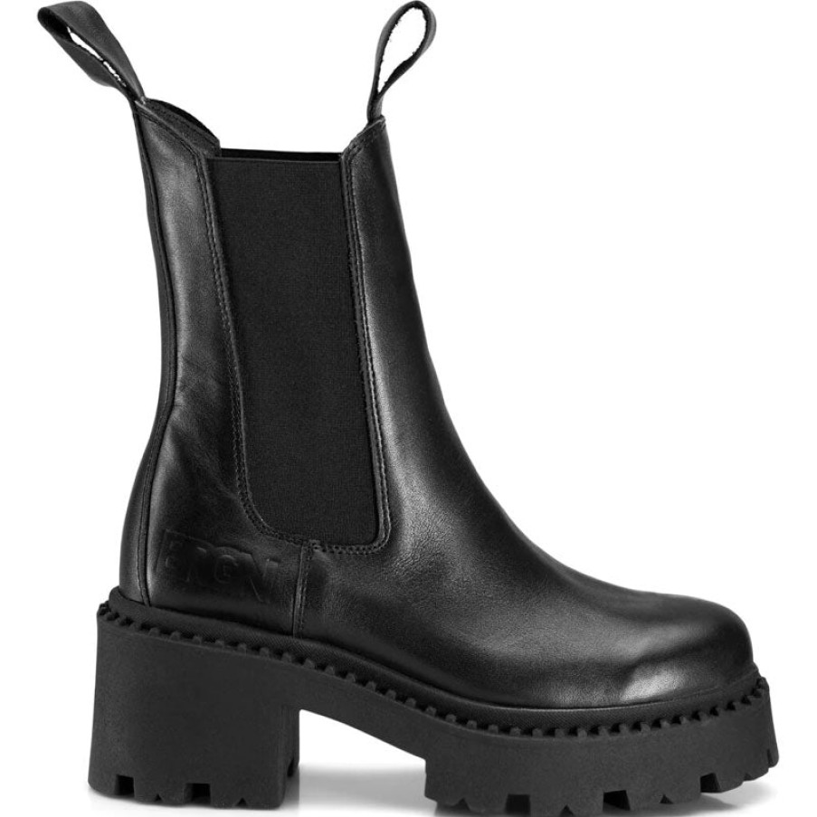 BRGN Heel Chelsea Boot In New Black Hot