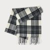 THE WORKERS CLUB Lambswool Checked Scarf - Grey Wholesale