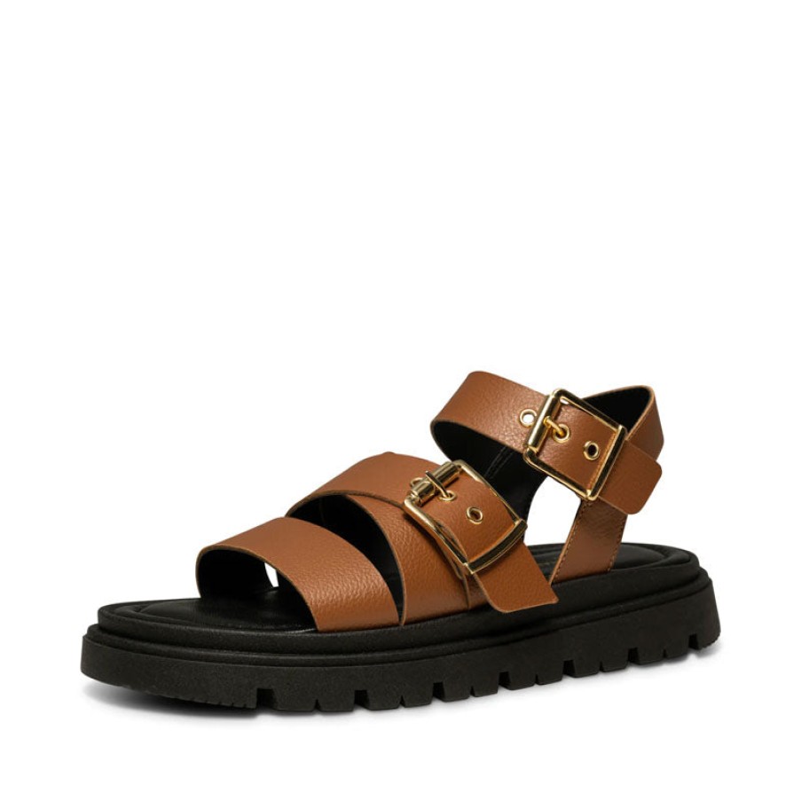 SHOE THE BEAR Rebecca Buckle Sandals In Cognac Clearance