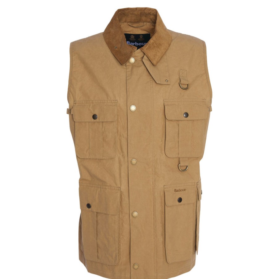 BARBOUR Modified Transport Vest In Golden Khaki Clearance