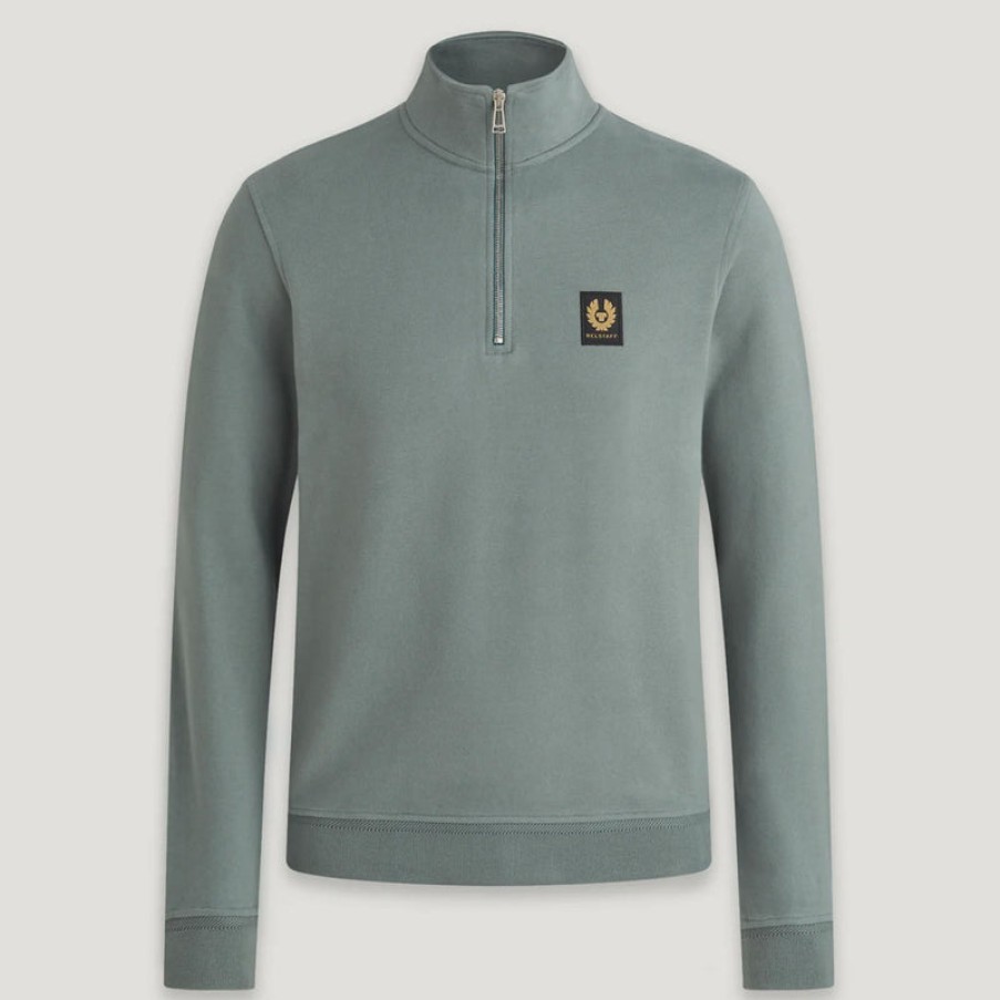 BELSTAFF Quarter Zip Sweatshirt In Mineral Green Wholesale