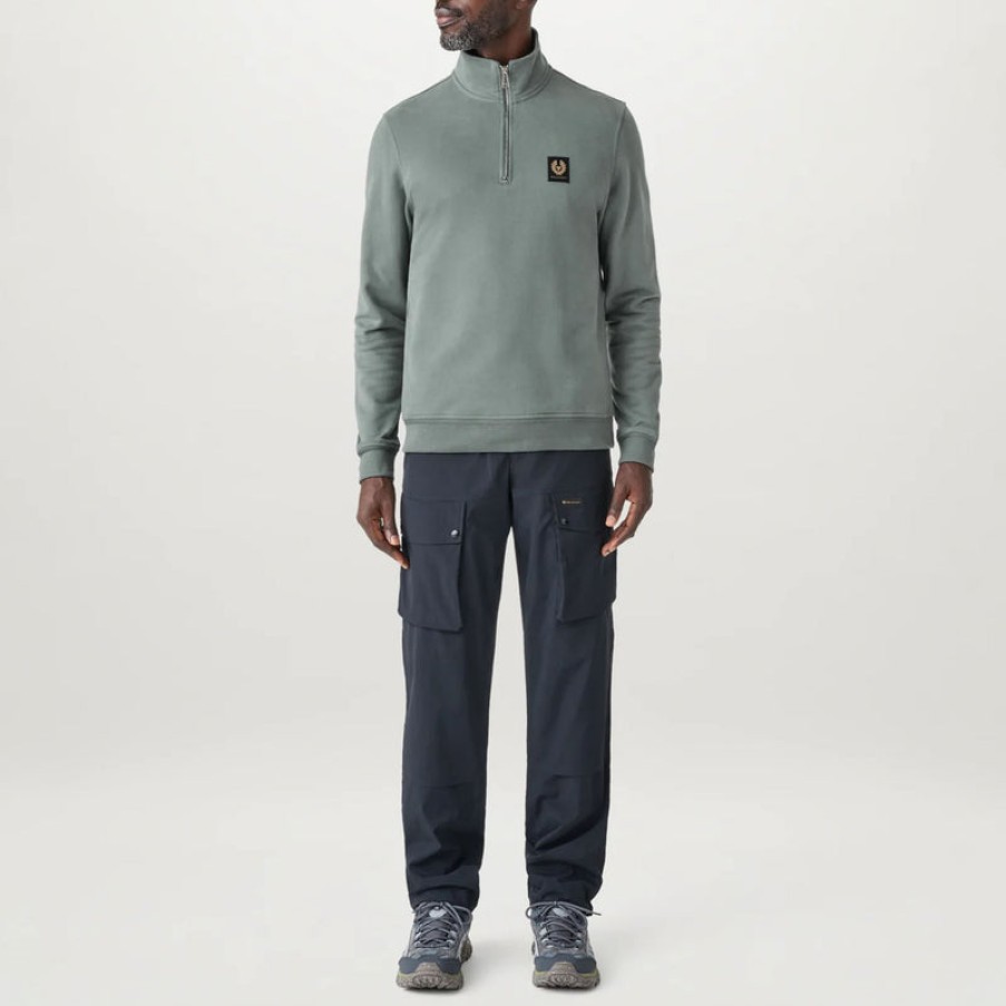 BELSTAFF Quarter Zip Sweatshirt In Mineral Green Wholesale