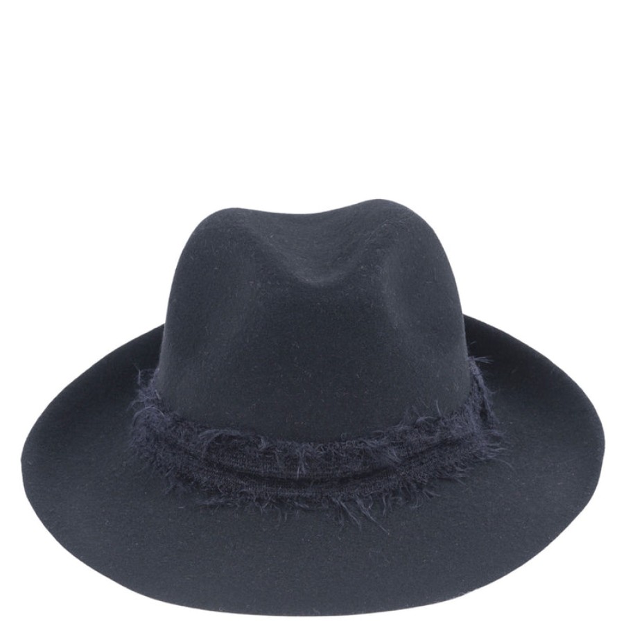 TRAVAUX EN COURS Felt Fedora Hat With Mohair Band In Black Online