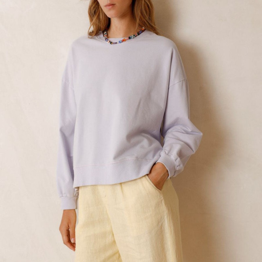 INDI & COLD Basic Cotton Sweatshirt In Lilac Jasper Wholesale