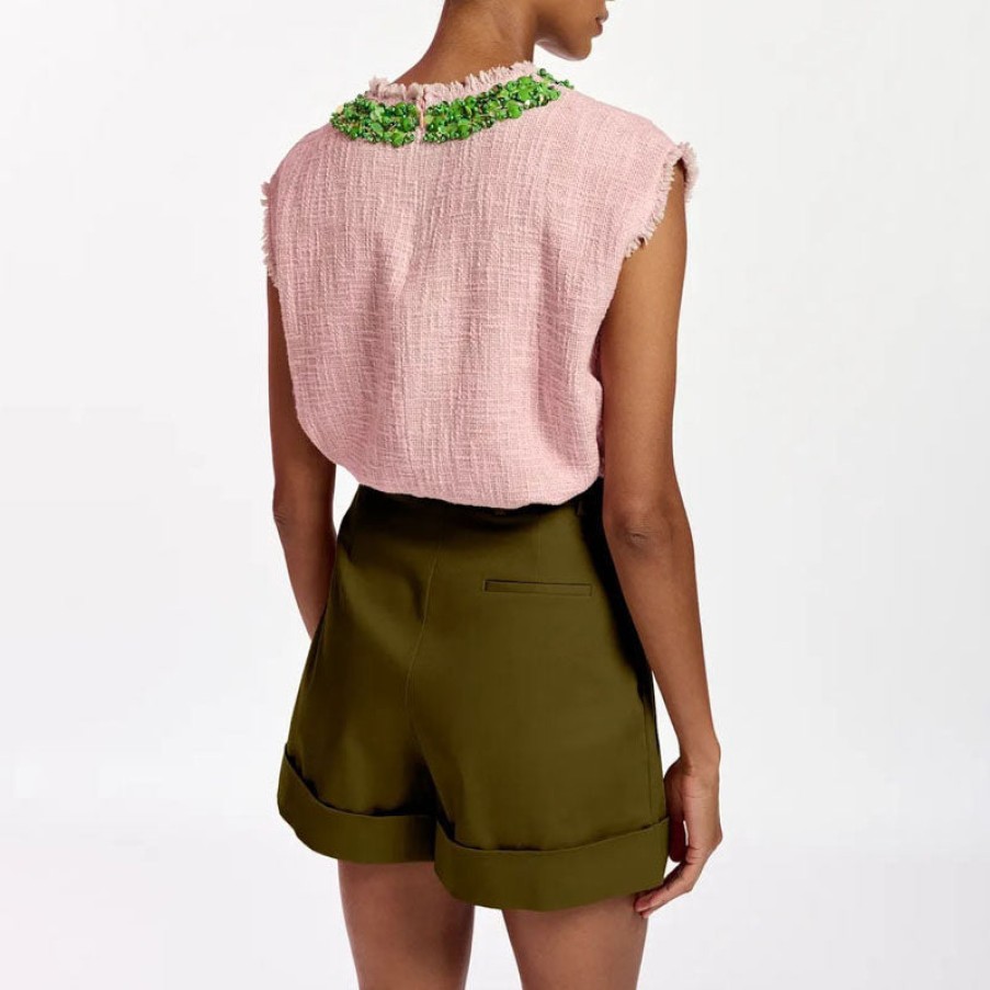 ESSENTIEL ANTWERP Field Embellished Top In Light Pink/Green Hot