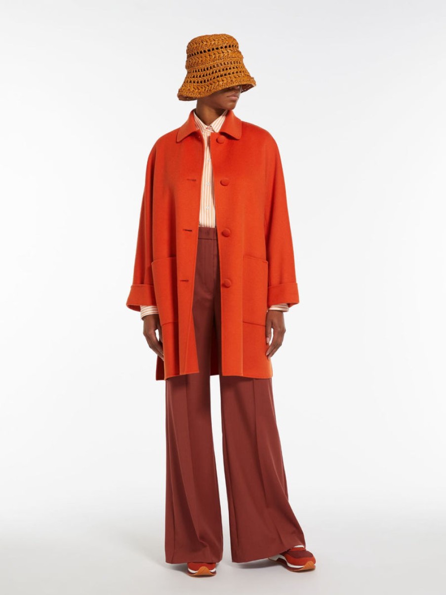 WEEKEND MAXMARA Gianni Double Faced Wool Coat In Orange Clearance