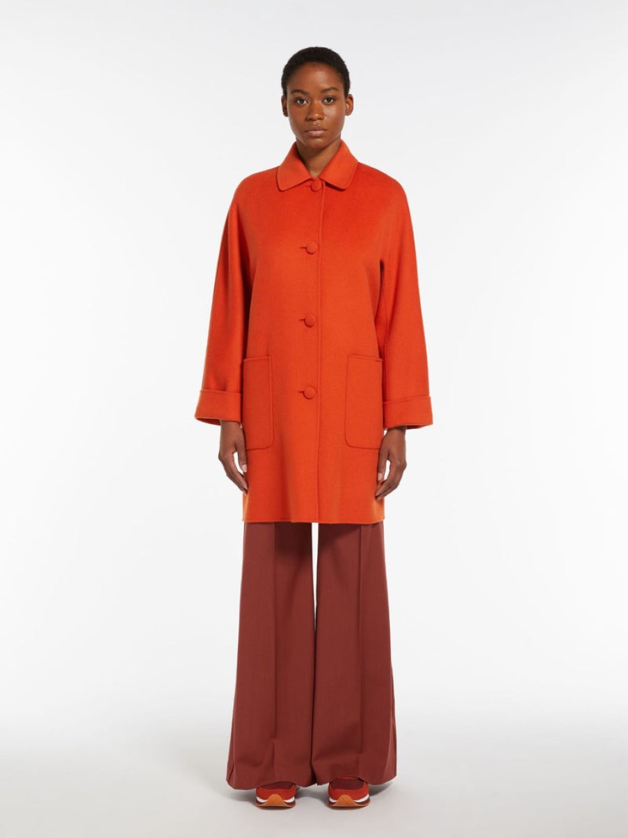 WEEKEND MAXMARA Gianni Double Faced Wool Coat In Orange Clearance