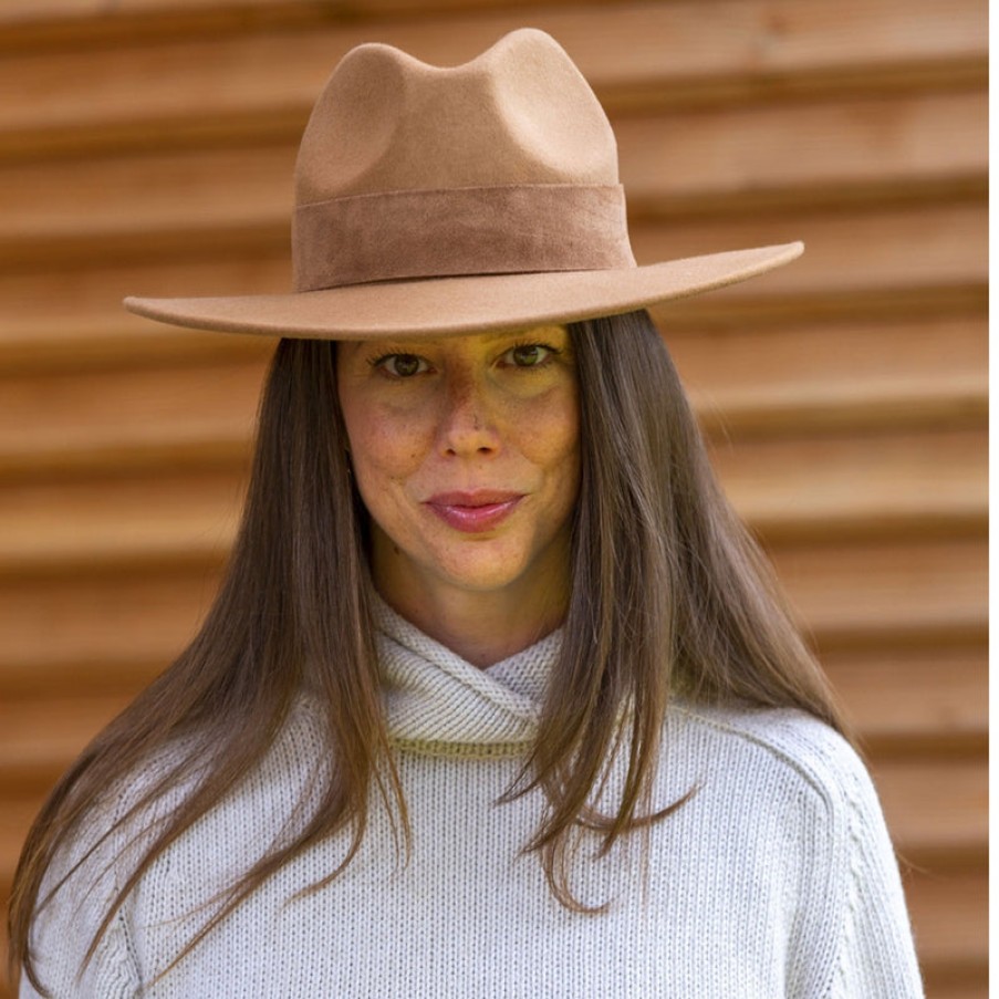 TRAVAUX EN COURS Fedora Wide Brim Hat - Camel Online