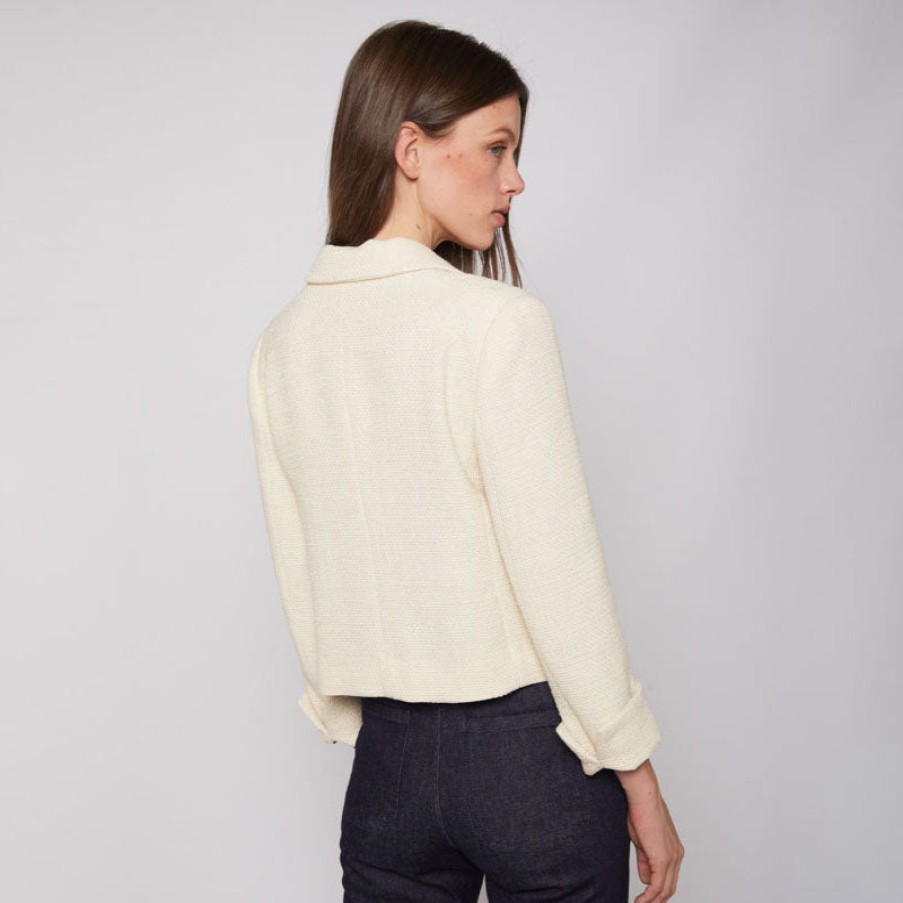 VILAGALLO Imma Cotton Jacket In Cream New