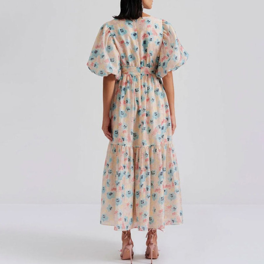 BY MALINA Freya Pouf Sleeve Maxi Dress In Florals Best