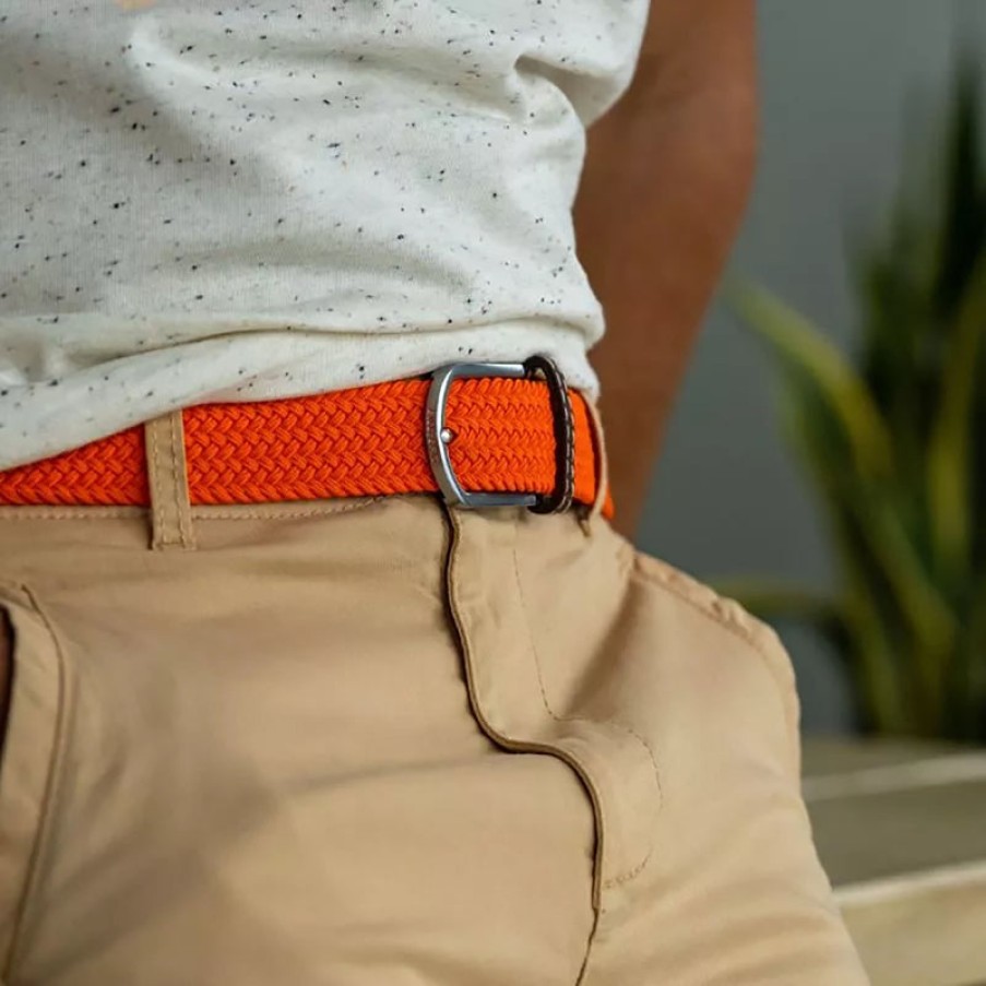 BILLYBELT Elastic Woven Belt In Orange Vermillion | Collen & Clare Online