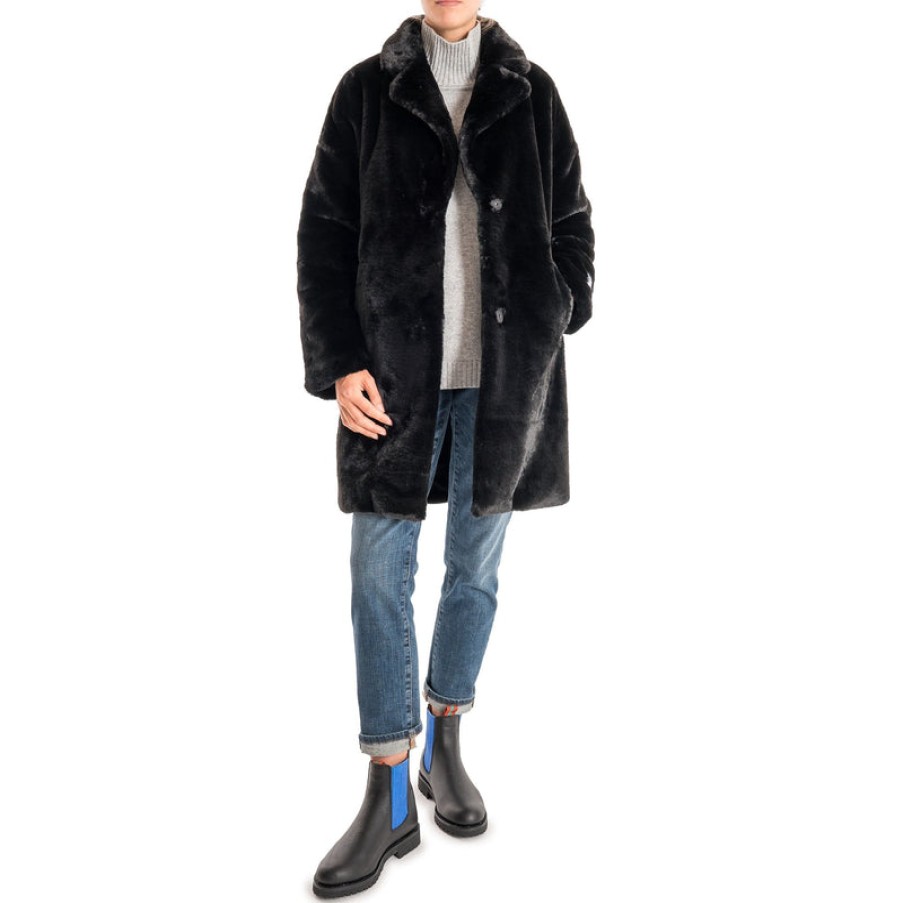 RINO & PELLE Joela Faux Fur Coat In Black | Collen & Clare Best