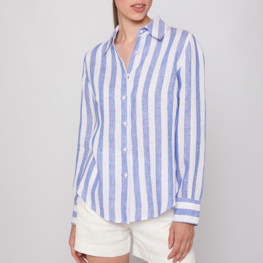 VILAGALLO Mafalda Linen Stripe Shirt In Multi Wholesale