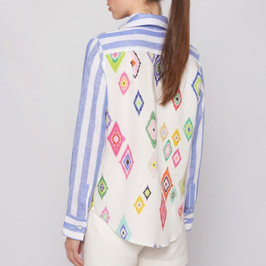 VILAGALLO Mafalda Linen Stripe Shirt In Multi Wholesale