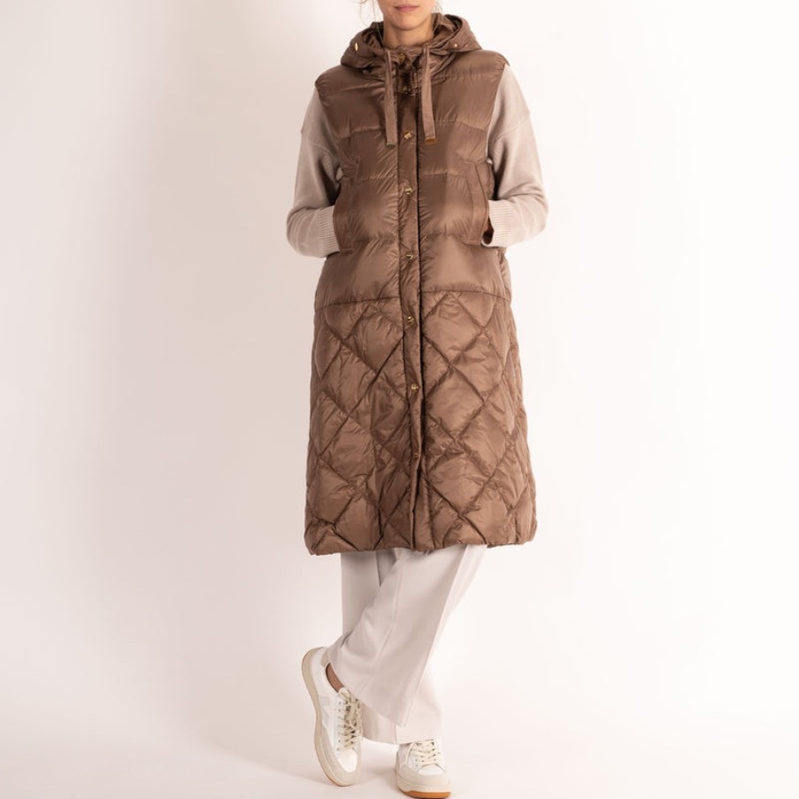 S MAXMARA Visoft Water Repellent Gilet In Camel | Collen And Clare Online