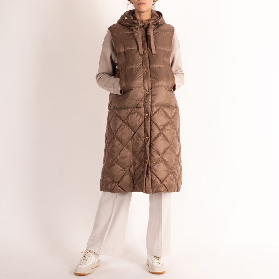 S MAXMARA Visoft Water Repellent Gilet In Camel | Collen And Clare Online