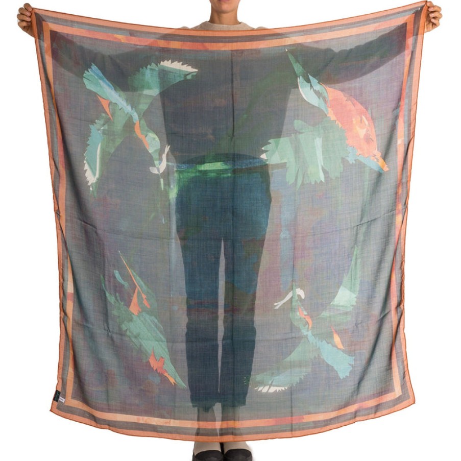 JOY MILLER Flying Kingfishers Scarf In Blue | Collen And Clare Online