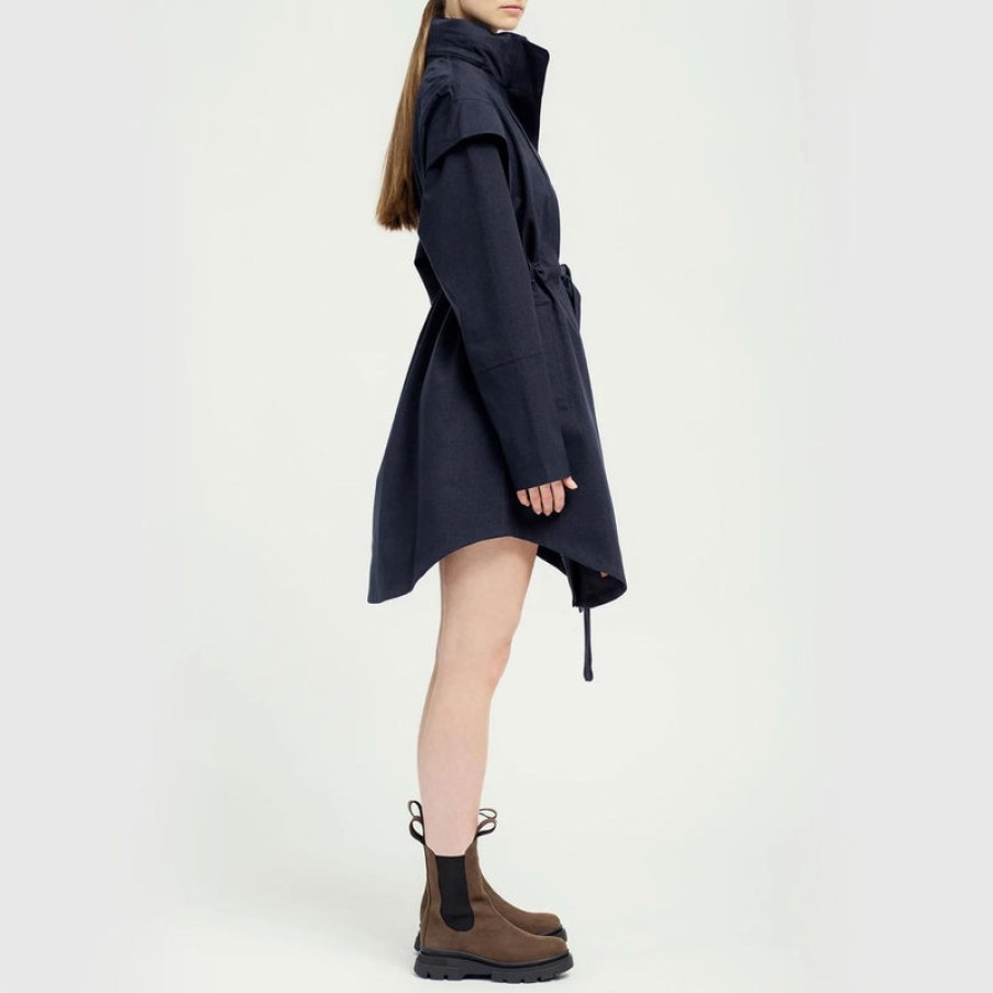 BRGN Monsun Coat In Dark Navy | Collen & Clare New