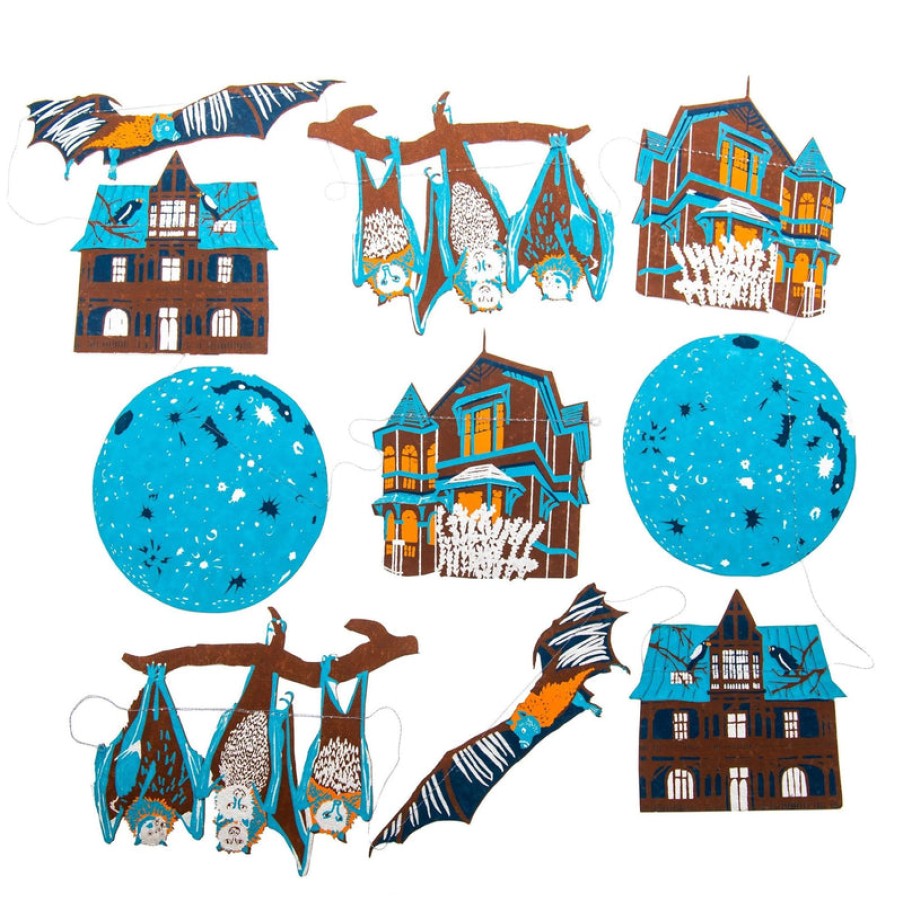 EAST END PRESS Haunted House Halloween Garland | Collen & Clare Wholesale