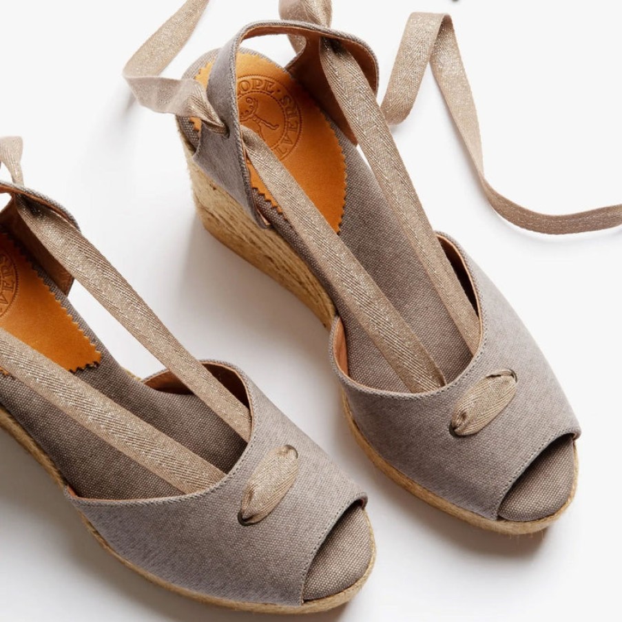 PENELOPE CHILVERS High Catalina Atelier Linen Espadrille In Taupe | Collen & Clare Hot