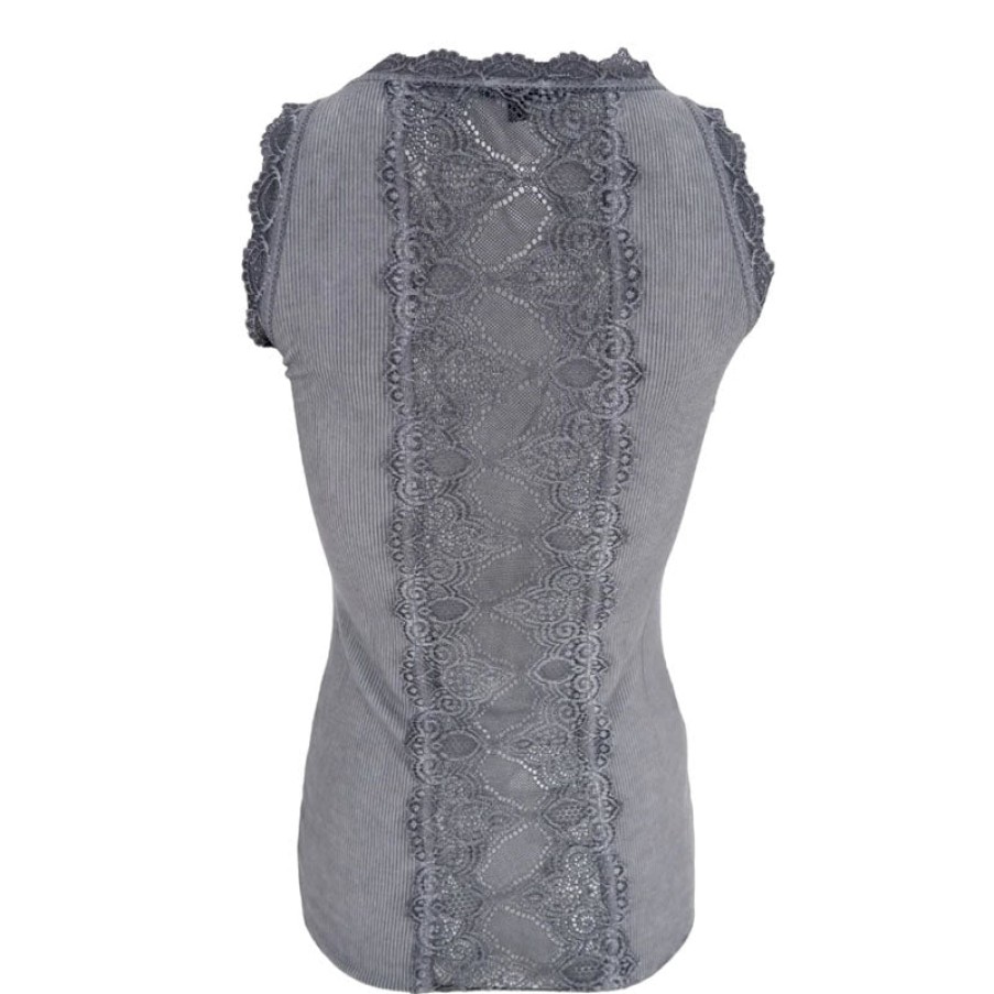 BLACK COLOUR Ivy Rib Vest Top In Grey New