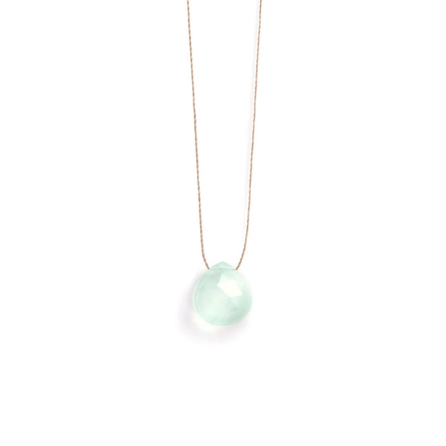 WANDERLUST LIFE Fine Cord Necklace In Sea Glass Chalcedony | Collen & Clare New