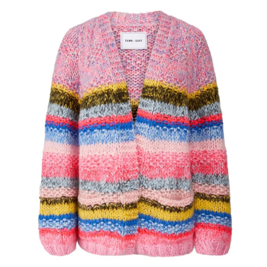 DAWN X DARE Mars Multi Stripe Cardigan In Blue Pink Multi Online