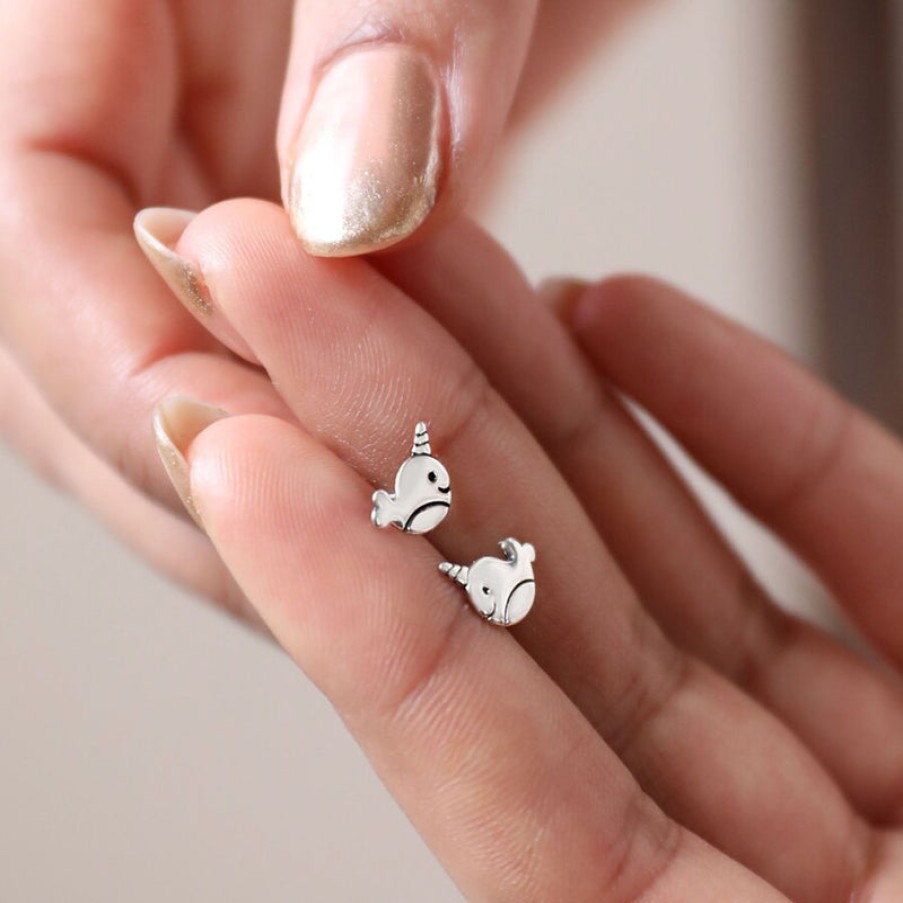 LISA ANGEL Narwhal Stud Earrings In Sterling Silver | Collen & Clare Clearance